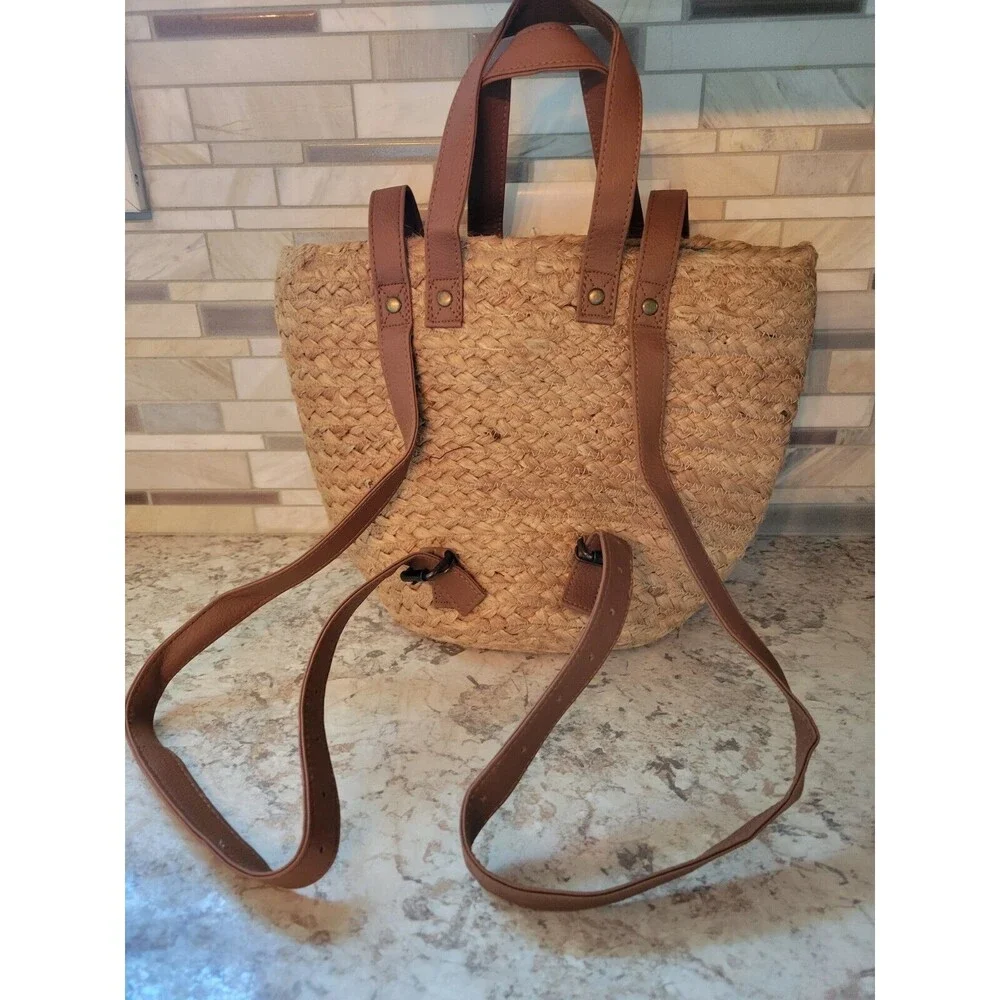 XIX Palms Backpack Jute Beach Bag Insulated Travel Cooler Tote Purse NWT